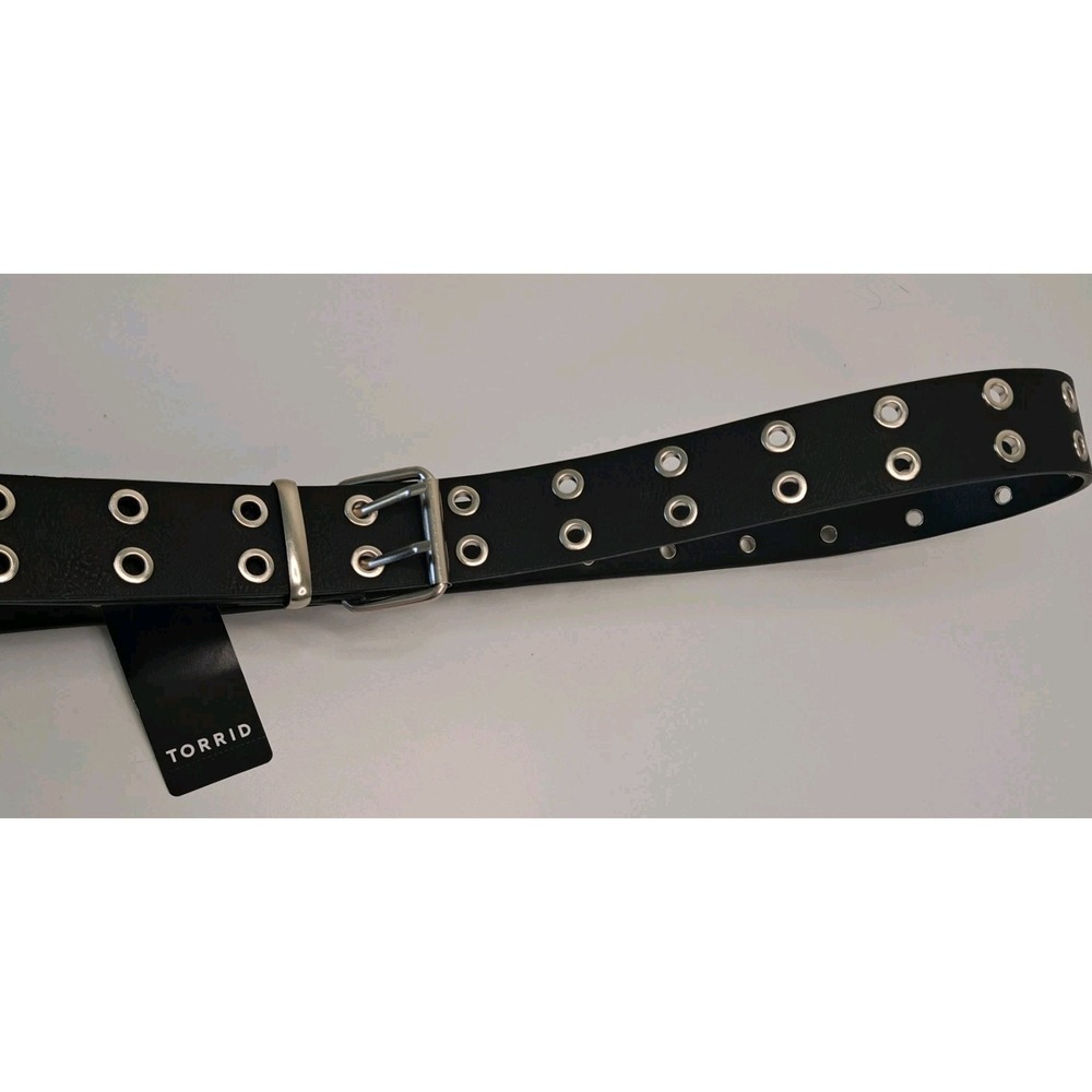 NWT Torrid Black Faux Leather Double Prong Grommet Belt Plus Size 5X / 28 Goth - Picture 2 of 6